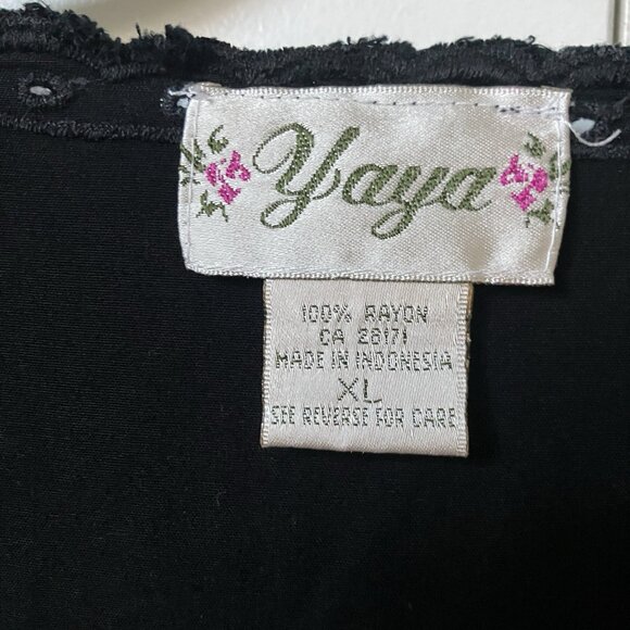Y2K Yaya Blouse Womens XL Black Boho Witchy Lace Whimsigoth 90s Vintage - Picture 4 of 7